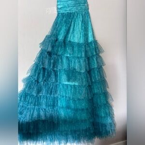 Teal Ruffle Prom/Bridesmaid Dress